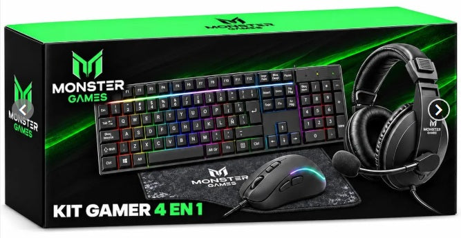 Kit Pro Gamer Teclado RGB + Mouse + Audífonos + PAD K4125